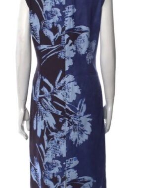 Lafayette 148 New York Navy Dress with Light Blue Floral Print